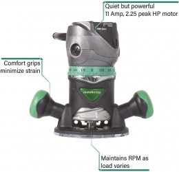 Router-Fixed Base-11amp Motor-2-14 HP Peak-Variable Speed-M12VC7
